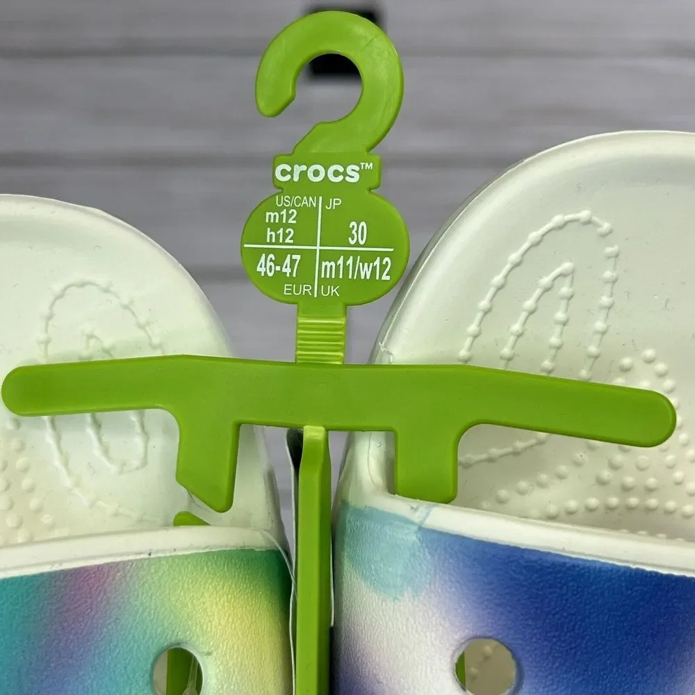 Classic Crocs Solarized Men's Sandals Blue Green Sz 12 Slides With Logo